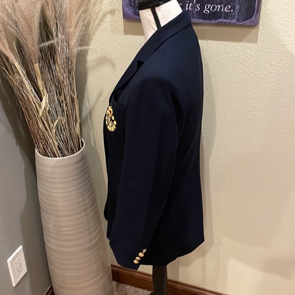 Vintage Lauren Ralph Lauren Crown Crest Sailor Wool Blazer Navy Blue & Gold 4P - Picture 8 of 14